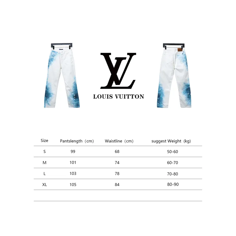 Louis Vuitton starry sky spray blue and white gradient Jeans