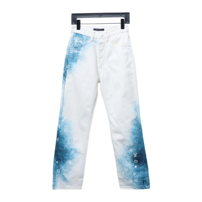 Louis Vuitton starry sky spray blue and white gradient Jeans 01