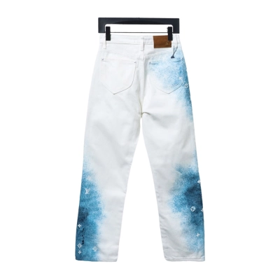 Louis Vuitton starry sky spray blue and white gradient Jeans 02