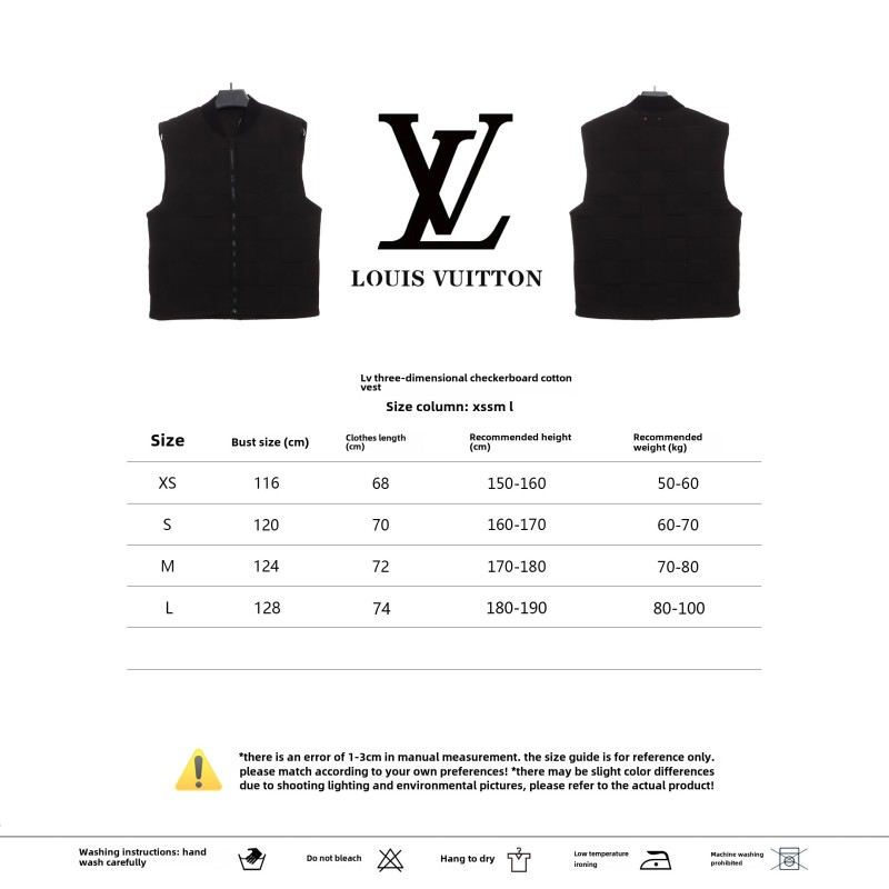  Louis Vuitton three-dimensional checkerboard cotton Vest Down Jacket black
