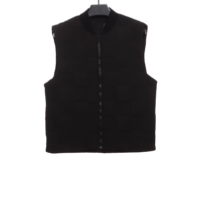  Louis Vuitton three-dimensional checkerboard cotton Vest Down Jacket black 01