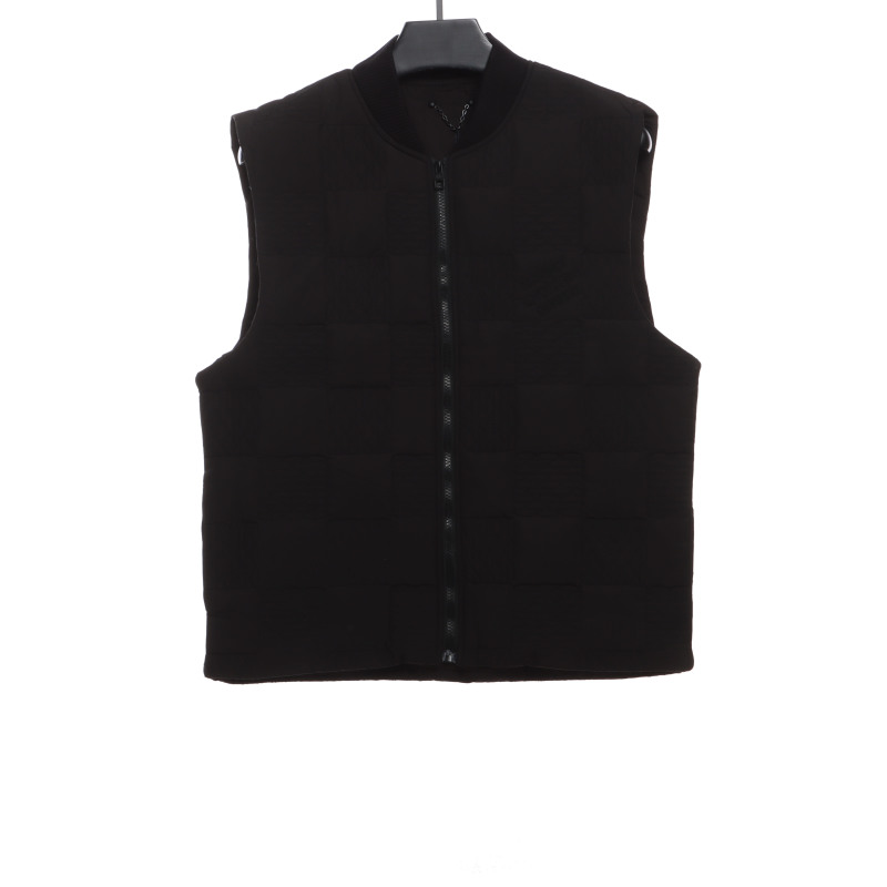  Louis Vuitton three-dimensional checkerboard cotton Vest Down Jacket black