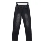  Louis Vuitton washed monogram torn Jeans