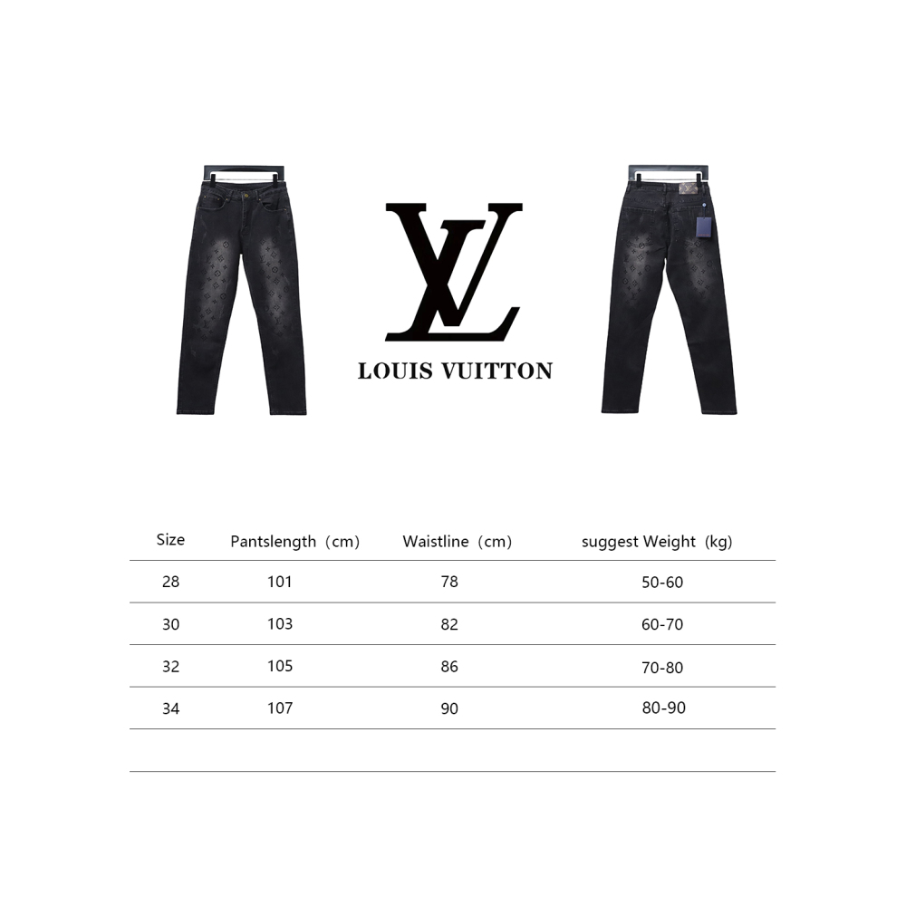 Louis Vuitton washed monogram torn Jeans