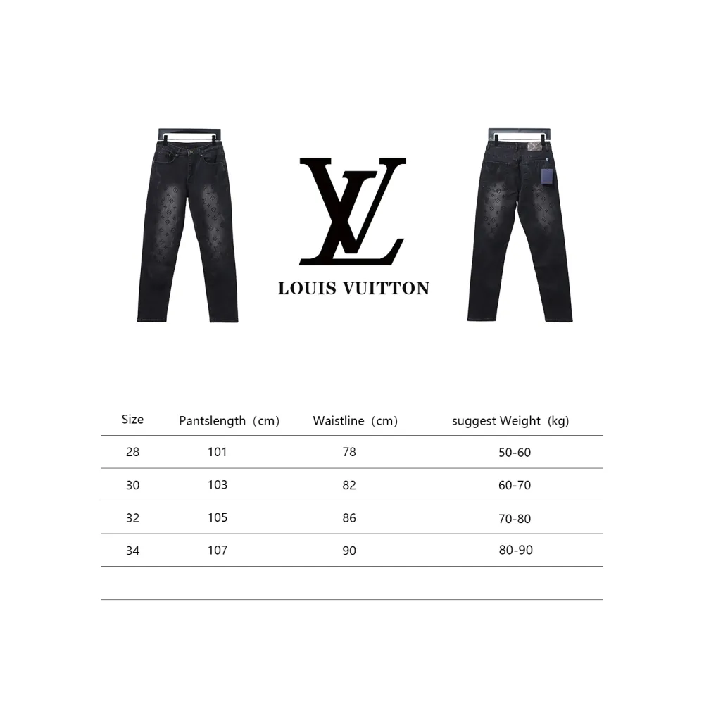  Louis Vuitton washed monogram torn Jeans