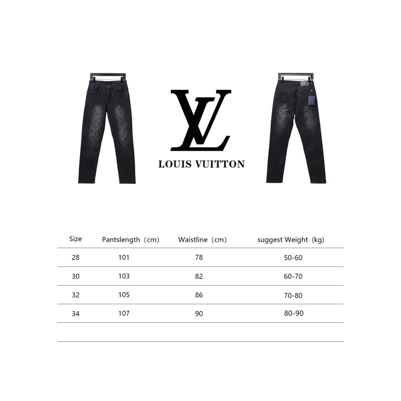  Louis Vuitton washed monogram torn Jeans