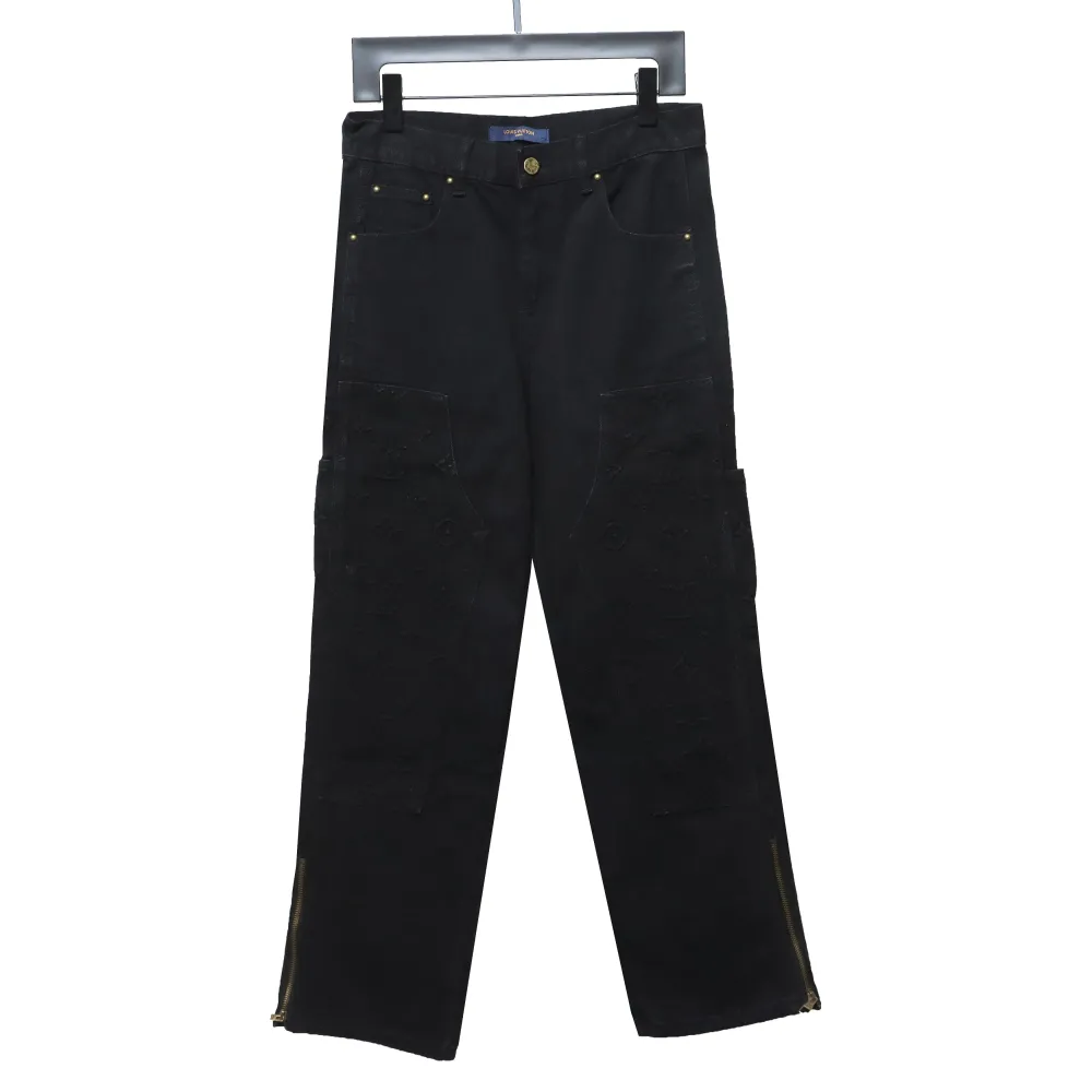  Louis Vuitton white embossed Jeans work pants