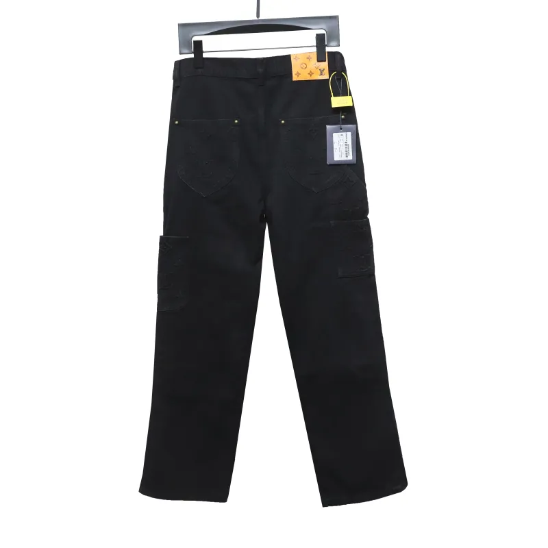  Louis Vuitton white embossed Jeans work pants