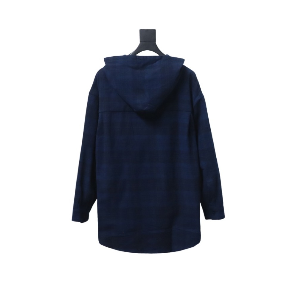  Balenciaga23AW flannel plaid hooded jacket