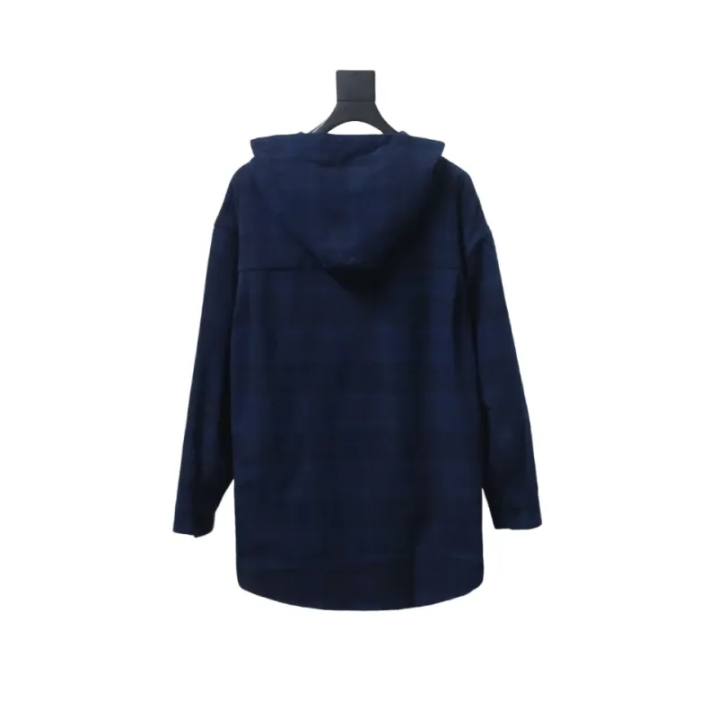  Balenciaga23AW flannel plaid hooded jacket