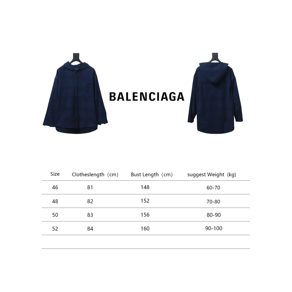  Balenciaga23AW flannel plaid hooded jacket