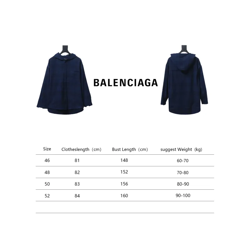  Balenciaga23AW flannel plaid hooded jacket
