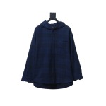  Balenciaga23AW flannel plaid hooded jacket