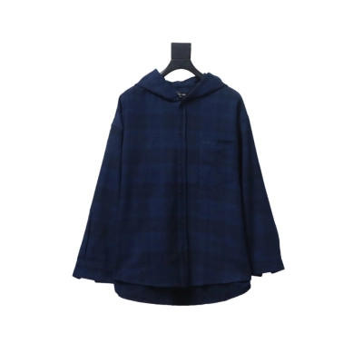 Balenciaga23AW flannel plaid hooded jacket 01