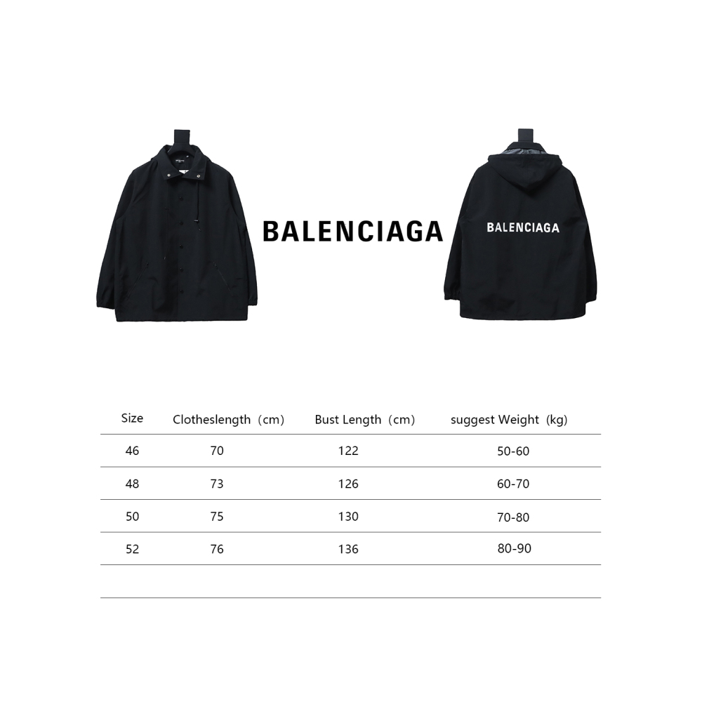  Balenciaga BLCG 23 hooded stand-up collar with letters on the back Windbreaker Jacket 1