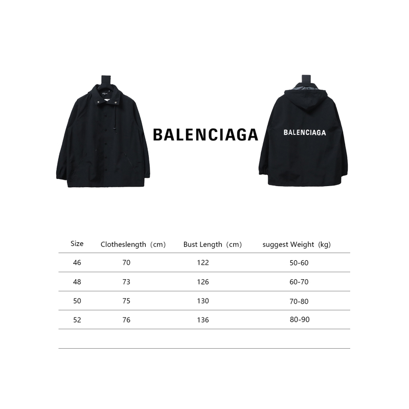  Balenciaga BLCG 23 hooded stand-up collar with letters on the back Windbreaker Jacket 1