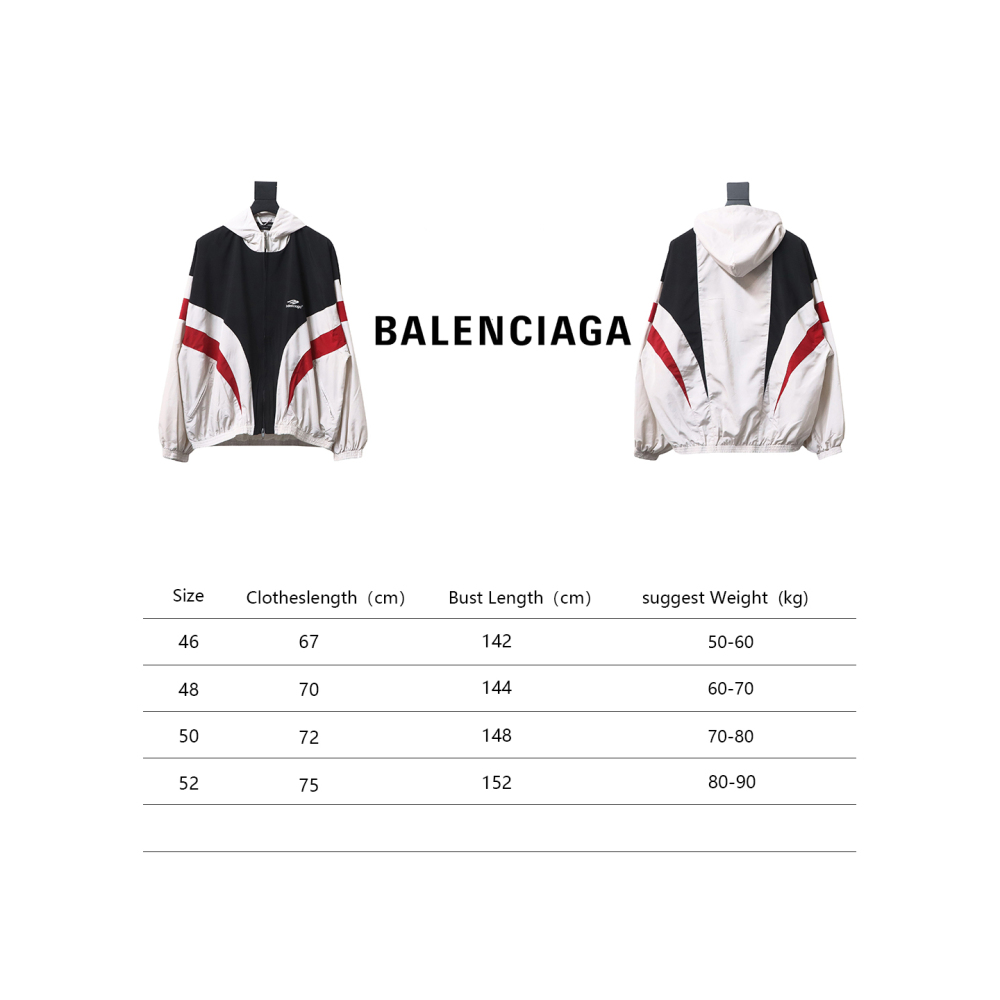  Balenciaga BLCG 24FW 3B red and white splicing hooded sports suit jacket