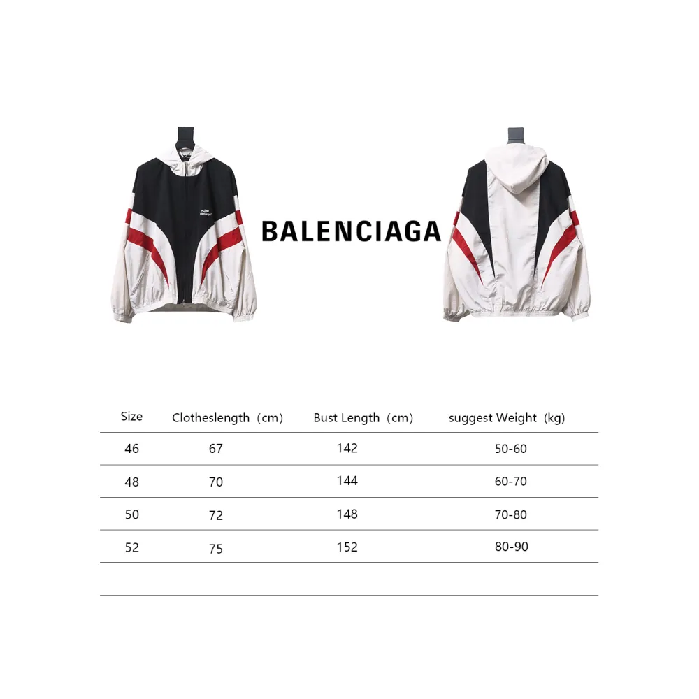 Balenciaga BLCG 24FW 3B red and white splicing hooded sports suit jacket