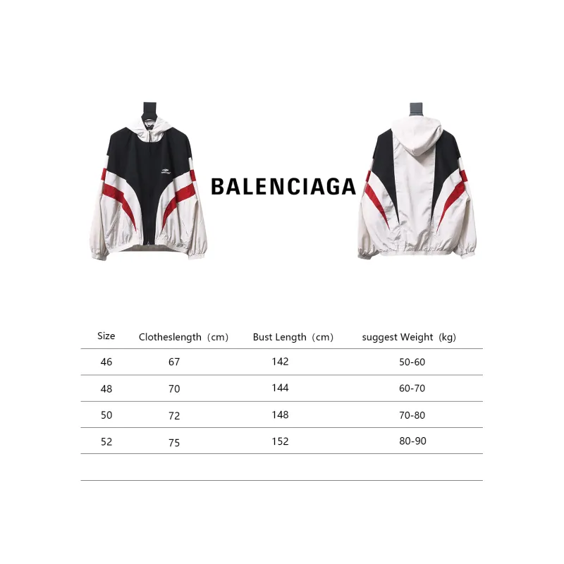 Balenciaga BLCG 24FW 3B red and white splicing hooded sports suit jacket