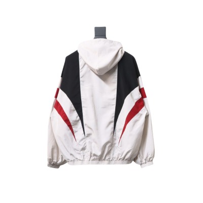  Balenciaga BLCG 24FW 3B red and white splicing hooded sports suit jacket 02