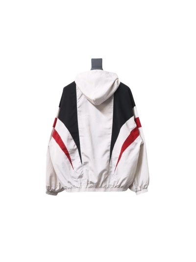  Balenciaga BLCG 24FW 3B red and white splicing hooded sports suit jacket 02