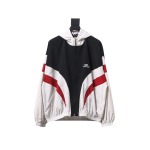  Balenciaga BLCG 24FW 3B red and white splicing hooded sports suit jacket