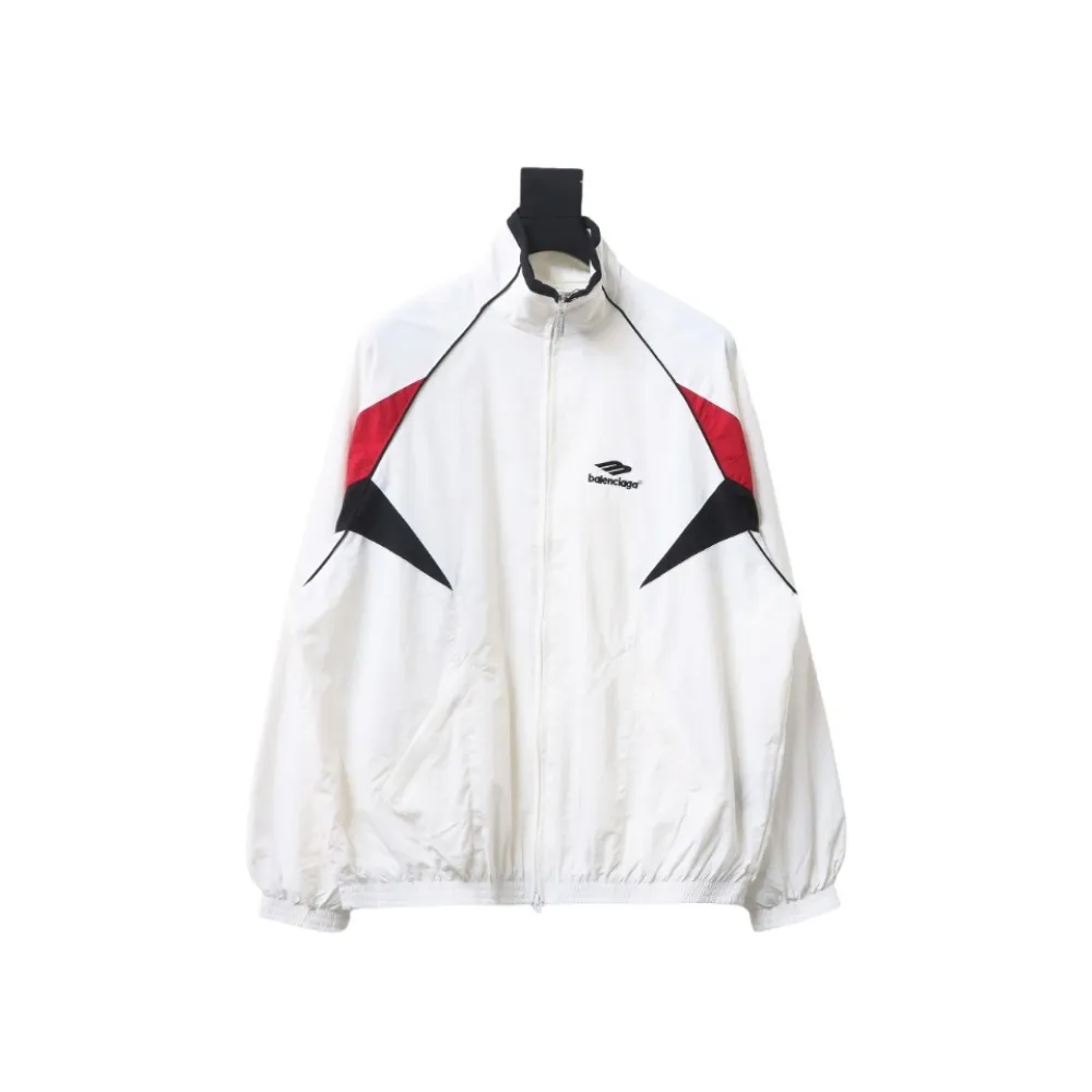 Balenciaga BLCG 24FW catwalk style 3B red and white splicing sports suit jacket
