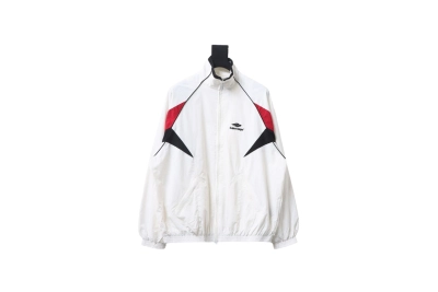  Balenciaga BLCG 24FW catwalk style 3B red and white splicing sports suit jacket 01