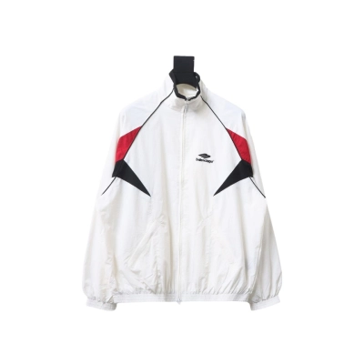 Balenciaga BLCG 24FW catwalk style 3B red and white splicing sports suit jacket 01