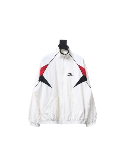  Balenciaga BLCG 24FW catwalk style 3B red and white splicing sports suit jacket 01
