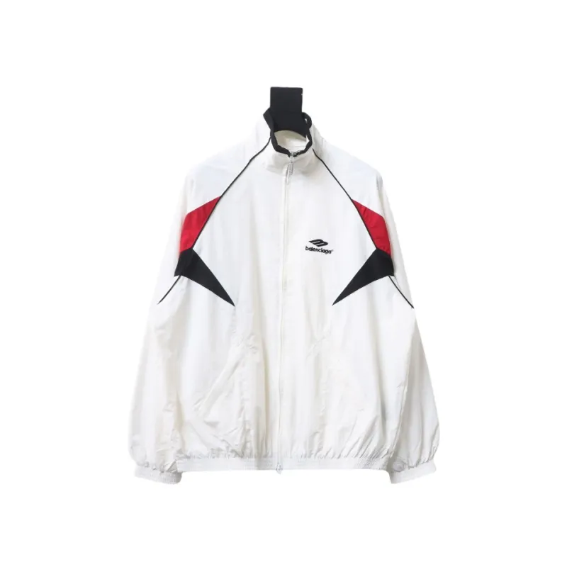 Balenciaga BLCG 24FW catwalk style 3B red and white splicing sports suit jacket