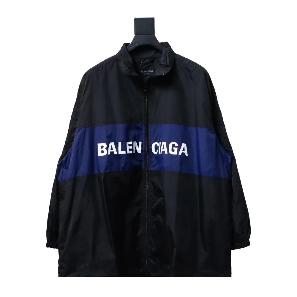 Balenciaga BLCG 57 black and blue patchwork slogan Windbreaker Jacket