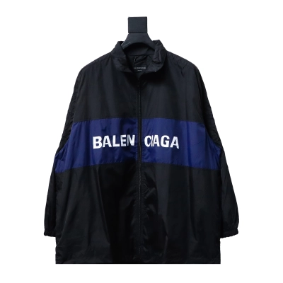 Balenciaga BLCG 57 black and blue patchwork slogan Windbreaker Jacket 01