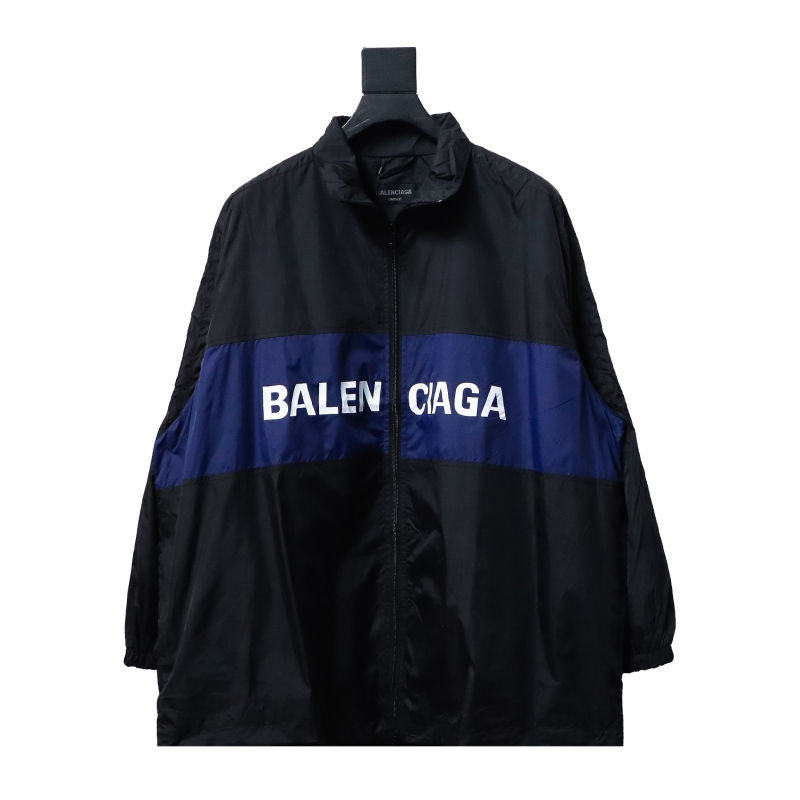 Balenciaga BLCG 57 black and blue patchwork slogan Windbreaker Jacket