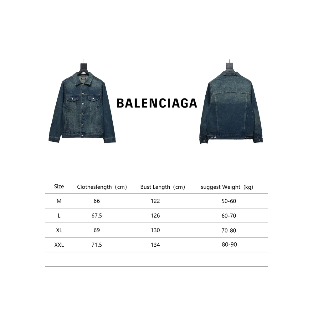 Balenciaga vintage distressed starry sky full diamond hot diamond washed denim Jacket 2