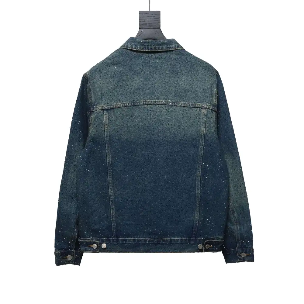 Balenciaga vintage distressed starry sky full diamond hot diamond washed denim Jacket 2