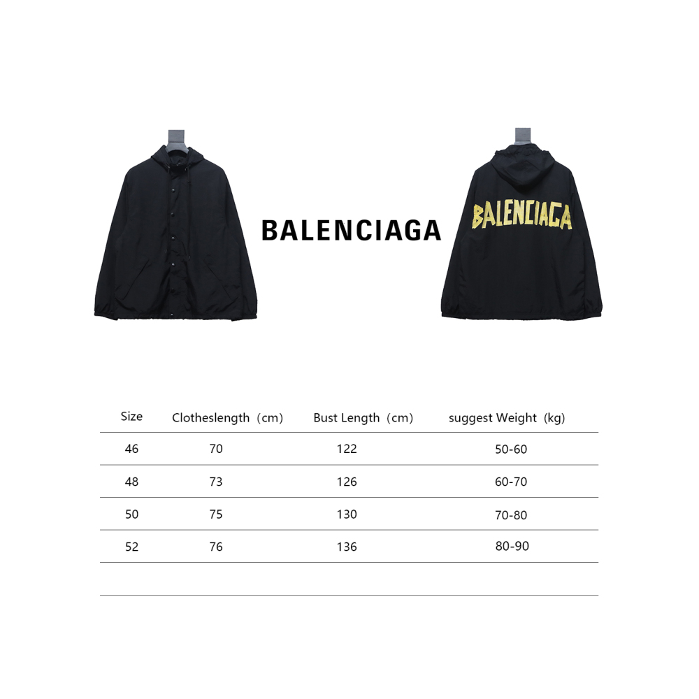  Balenciage yellow tape letter Windbreaker Jacket