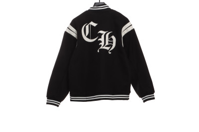 Chrome Hearts classic horseshoe lambskin baseball jacket 02