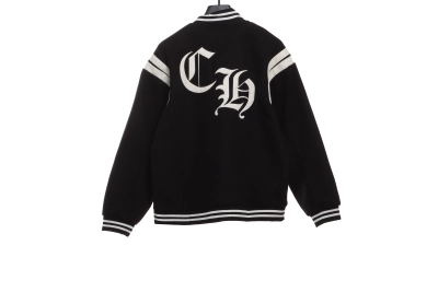 Chrome Hearts classic horseshoe lambskin baseball jacket 02