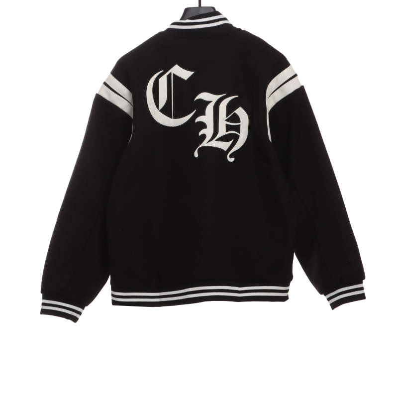 Chrome Hearts classic horseshoe lambskin baseball jacket
