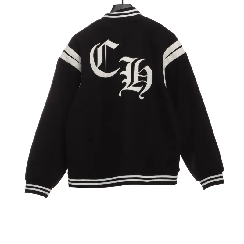  Chrome Hearts classic horseshoe lambskin baseball jacket