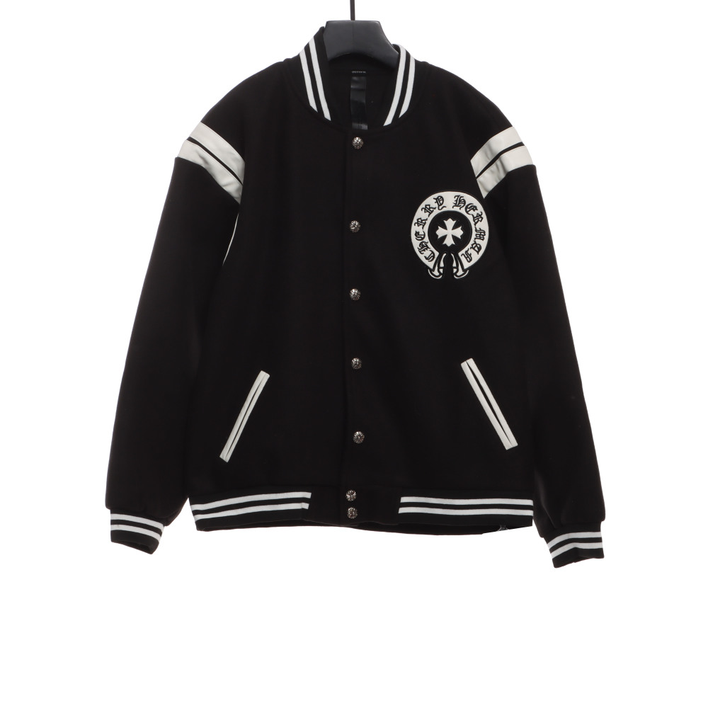 Chrome Hearts classic horseshoe lambskin baseball jacket