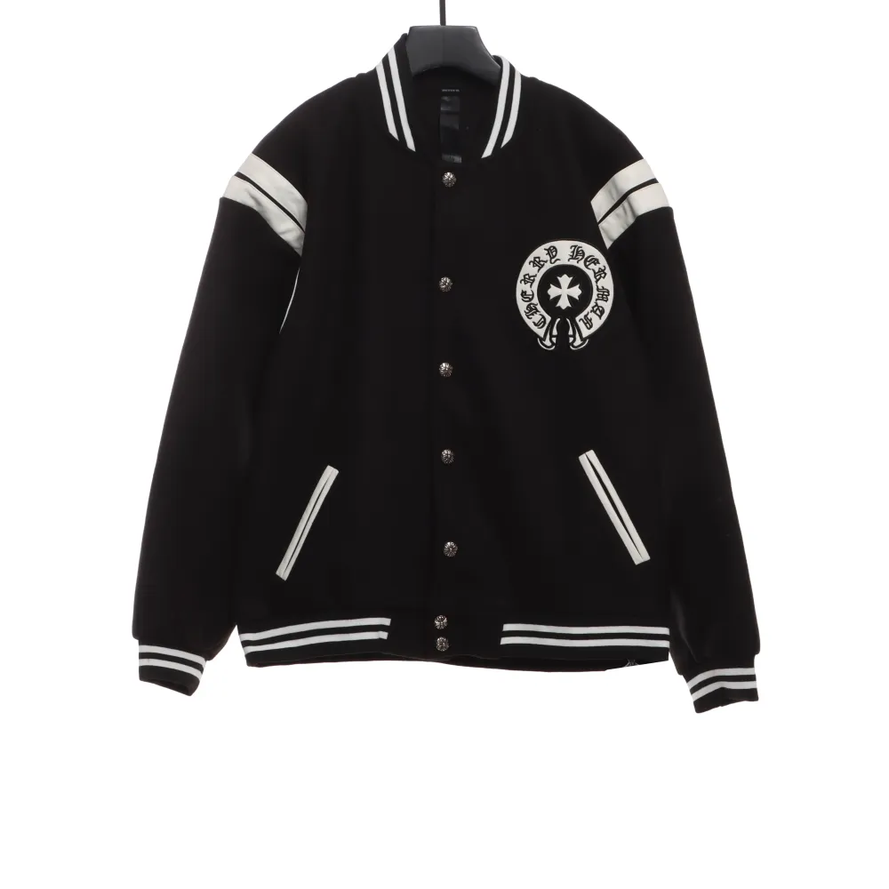  Chrome Hearts classic horseshoe lambskin baseball jacket