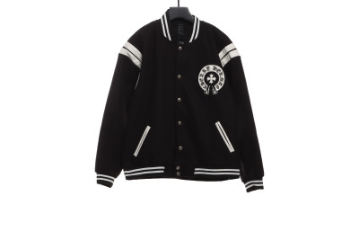 Chrome Hearts classic horseshoe lambskin baseball jacket 01