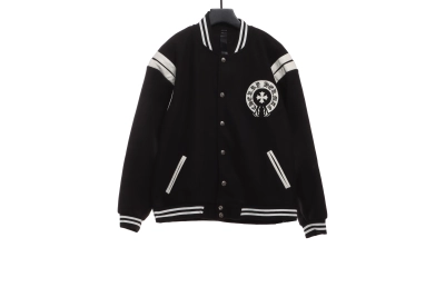 Chrome Hearts classic horseshoe lambskin baseball jacket 01