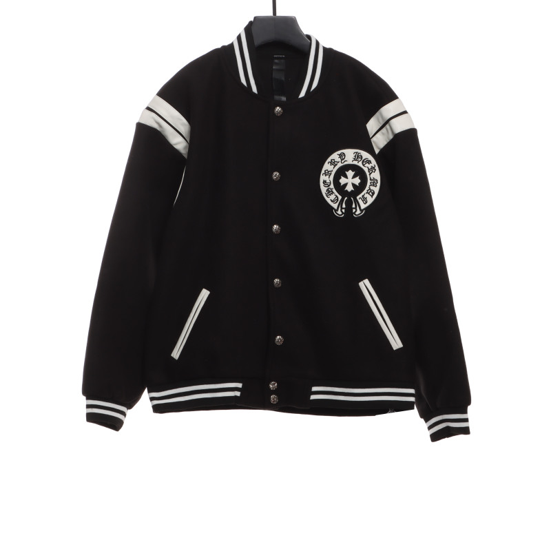 Chrome Hearts classic horseshoe lambskin baseball jacket