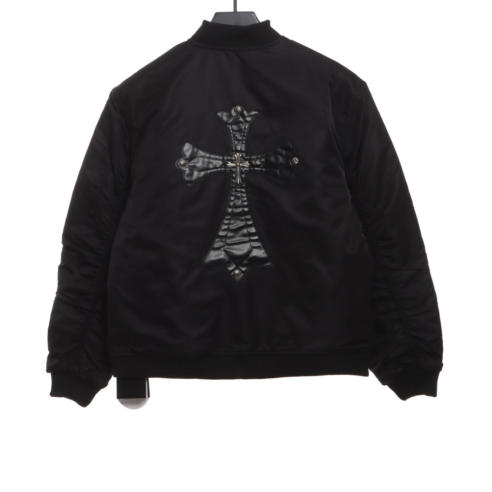 Chrome Hearts cross patch leather pilot jacket