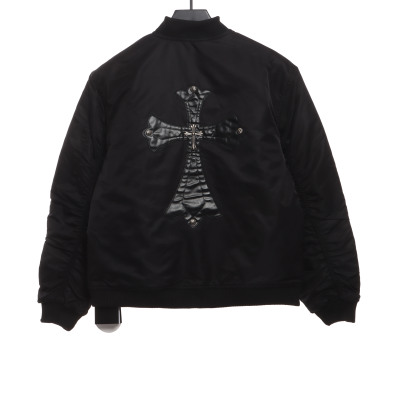  Chrome Hearts cross patch leather pilot jacket 02