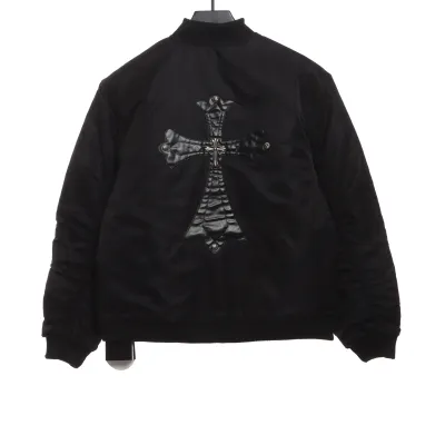 Chrome Hearts cross patch leather pilot jacket 02