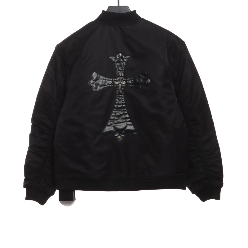 Chrome Hearts cross patch leather pilot jacket